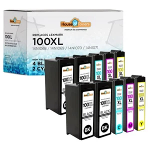 Tinta 10PK 100XL negra y de color para Lexmark 14N1068 14N1069 14N1070 14N1071 - Imagen 1 de 2