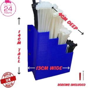 Blue Cable Tie Holder Zip Tie Storage Rack Wall Mount Organiser Container UK - Picture 1 of 6