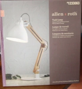 Allen + Roth 21" Task Lamp Natural Wood/White Finish with White Metal Shade - Picture 1 of 1