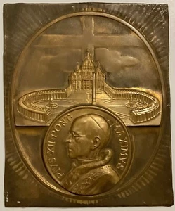 PAPA PIO XII° PONTEFICE MAX PLACCA BRONZO PRODUZIONE MEDAGLIA A.E.LORIOLI - Foto 1 di 6