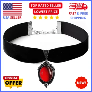 Gothic Choker Pirate Necklace for Women Blood Red Goth Necklaces Grunge Style - Picture 1 of 4