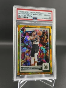 2023-24 Hoops Premium Stock - Giannis Antetokounmpo #23 Gold Ice /10 Gem PSA 10 - Picture 1 of 2