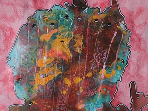 PINTURA ORIGINAL DE ARTE HAITIANO POR FRANTZ DORELUS HAITI CARAS ABSTRACTAS 24" - Imagen 1 de 16