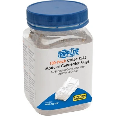 100PK CAT5E RJ45 MODULAR PLUGS CONDUCTOR - Image 1 of 3