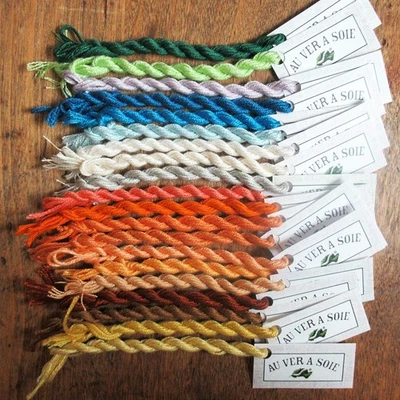 20 twists French Au Ver a Soie 7-ply silk thread floss– 2 yds each– VTG stock #2 - Image 1 of 2