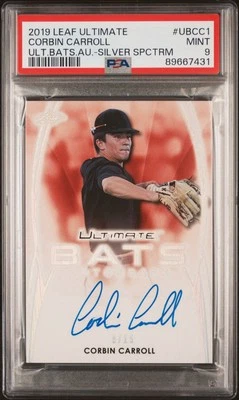 2019 Leaf Ultimate Corbin Carroll 9/15 Autograph PSA 9 MINT POP1 ARIZONA  - Image 1 of 3