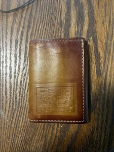Vintage Levi's Men's TriFold Leather Wallet - Brown/Denim VERY RARE - Picture 1 of 5