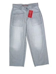 Toppa crop gamba larga Lucky Brand vita alta tasca gessato lavaggio leggero 6/29" - Foto 1 di 8