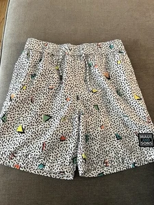 Maui And Sons Retro 80s Swim trunks White Small - Picture 1 of 4