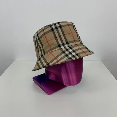 Burberry London Nova Cuadros Monograma Algodón Lona Cubo Sombrero Gorra Cabeza Talla M Foto 1 de 4