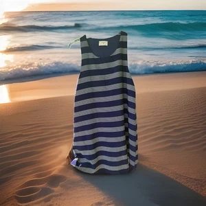 Everly Women's Small Blue White Striped Tank Shift Dress, Style #DR6089, USA - Picture 1 of 18