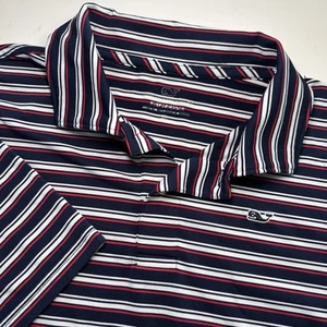 Polo Vineyard Vines Performance blu navy rossa bianca logo a righe giovani ragazzi XL - Foto 1 di 9
