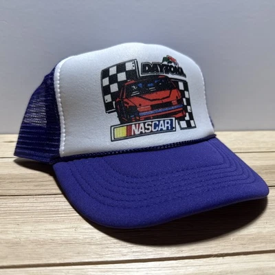 Vintage Nascar Daytona Racing Purple Mesh Snapback Trucker Hat 80’s Unworn - Image 1 of 4