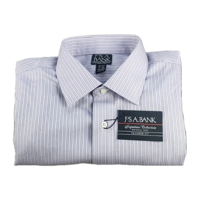 Jos. A. Bank Signature Dress Shirt Men's Sz 17/35 Purple Striped Long Sleeve New - Image 1 of 4