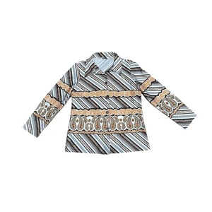 Vintage '70s Miami Express Fall Colors Floral Paisley Disco Shirt Blouse M/L - Picture 1 of 4