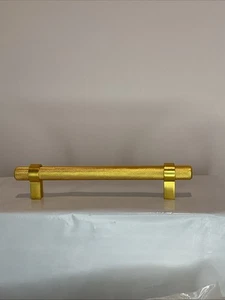 Gold Colored Knurled Cabinet Handles Pulls 5” Screw Holes Glide Rite Set Of 8 - Picture 1 of 7