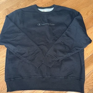 Men’s Large Champion Crew Neck Sweatshirt, Black - Picture 1 of 4