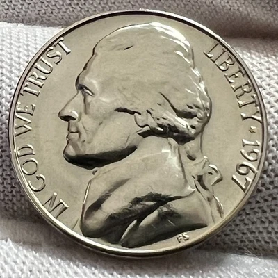 1967 Jefferson Nickel Brilliant "Proof-Like" SMS receive coin pictured #5658 - Image 1 of 4
