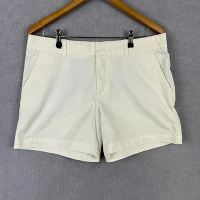 Tommy Hilfiger Shorts Womens 12 White Cotton Blend Stretch High Waist - Image 1 of 4
