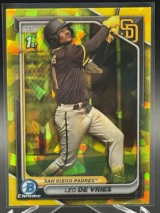 2024 Bowman Chrome Sapphire LEO DE VRIES 1st Yellow Refractor /75 - Picture 1 of 4