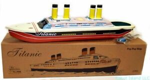 REPLICA GIOCATTOLO DI LATTA TITANIC VAPORE POP-POP BARCA GIOCATTOLO CLASSICO NUOVO - VENDITA!