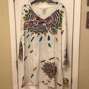 NWT Parsley & Sage Size 3X Knit Tunic Top Funky Art V-Neck 3/4 Sleeves Pullover - Picture 1 of 15