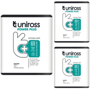 3 x Uniross 3LR12 Power Plus Alkaline 4.5V Flat Batteries 3R12 1203 MN1203 LR12 - Picture 1 of 4
