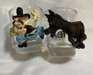 Ein Set Texas 3D Cowboy und Pferd Schnapsgläser klar rund Schnapsgläser - Bild 1 von 5