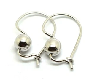 Genuine New 9ct 9kt White Gold 6mm Euro Ball Drop Earrings - Bild 1 von 12