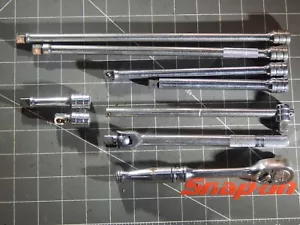 Snap On 9Pc 3/8 Drive Ratchet Breaker Bar T Handle Extension Set F730A FX11 FX8 - Picture 1 of 4