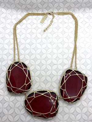 Collar De Colección Kendra Scott Marcella Distintivo Baya Translúcida Tono Dorado Rojo Foto 1 de 4