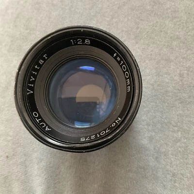  Clean Vivitar 100mm f2.8 Nikon mount lens with built in hood - Image 1 of 4