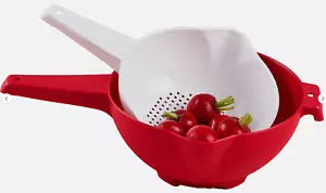 Tupperware Colanders Set di 2 colini rossi e bianchi 1 qt e 2 qt nuovi - Foto 1 di 6