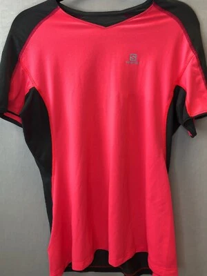 SALOMON Mujer Talla Camisa Atlética XL Acti Lite Manga Corta Rosa Gris Foto 1 de 3