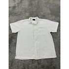 Vintage Gino Lussari Shirt Mens Large White Linen Rayon Short Sleeve Button Up