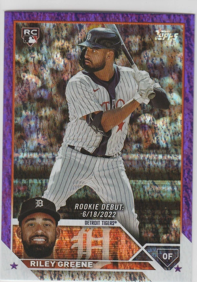 2023 Topps Update Riley Greene Rookie Purple Foil 162/799 US298 Detroit Tigers - Image 1 of 1