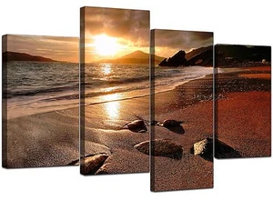 Large Sunset Beach Canvas Wall Art Pictures Living Room Prints XL 4131 - Picture 1 of 9