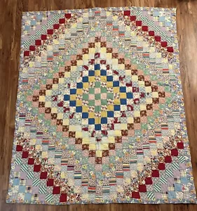 Vintage BEAUTY! Handarbeit Patchwork Quilt Reise um die Welt Decke 61”x 52” - Bild 1 von 7