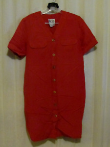 womens RED sz 8P silk and linen dress by TESS Dress