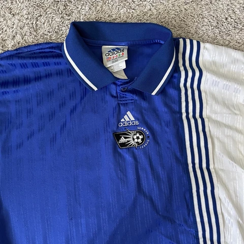 Vintage Soccer Shirt #14 Adult XL  Adidas Polo Futbol France 98 Coupe Du Monde Cover