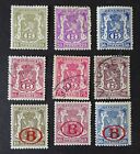 9 Railway stamps from Belgium dated 1941 & 1946