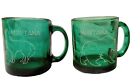 Green Montana Glass 1994 Sands Mug Set Bear & Wolf Family Cub Coffee Cup Vintag