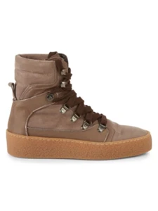Aquatalia Gabriella Suede Platform High-Top Sneakers,Taupe,Men's 9.5, Italy Made - Picture 1 of 1