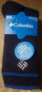 Columbia Womens Thick Wool Blend Crew Socks Navy One Size 2 Pair