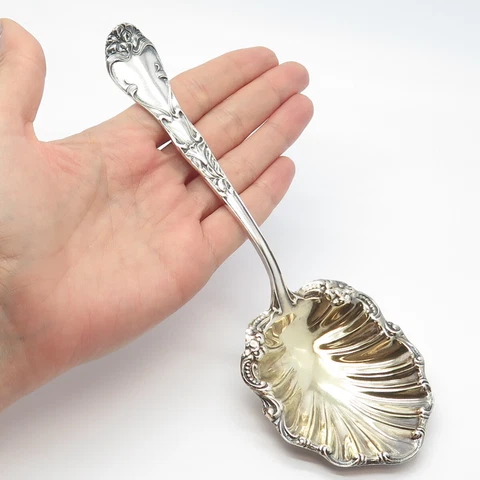 925 Sterling Silver Antique R. Blackinton & Co. Azalia Floral Cream Ladle Cover