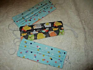 FACE MASKS~Adult Size~Polka Dots and Owls~3 qty. Handmade~NEW - Picture 1 of 7