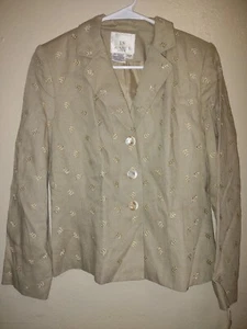 En Avance Petite Women Long Sleeve Green Embroider Suit Jacket Blazer Size 2P - Picture 1 of 4