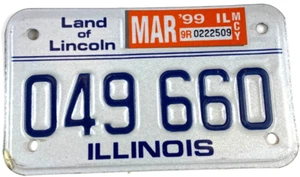 Vintage Illinois 1999 Motorcycle License Plate 049 660 Man Cave Garage Pub Decor - Picture 1 of 2