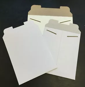 25 6 x 8 White No Bend Paperboard Tab Lock Rigid Photo Document Mailer - Picture 1 of 1