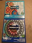 Mandalas Color-a-puzzle Lot Of 2 - 100 Piece Puzzle - Brand New Sealed 